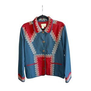 The Territory Ahead Vintage Patchwork Embroidered Lightweight Jacket Size Large